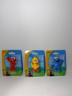 sesame street 3pck elmo, big bird, cookie monster set cake topper